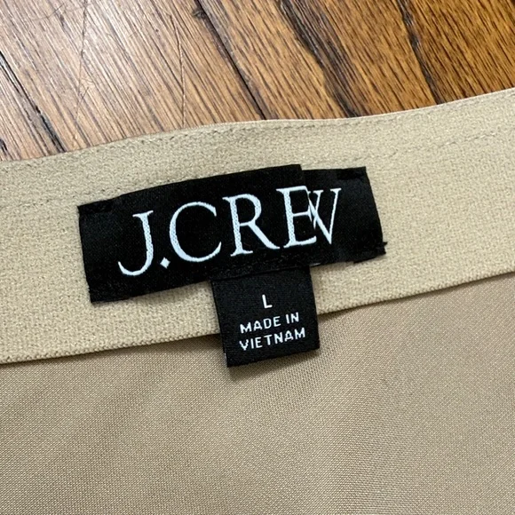 B25 J. Crew Women Beige Cream Midi Skirt Flat Basic Office Preppy - Picture 2 of 5